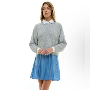 Lily Rose Juniors 2 Piece Mini Shirtdress and Pullover Sweater